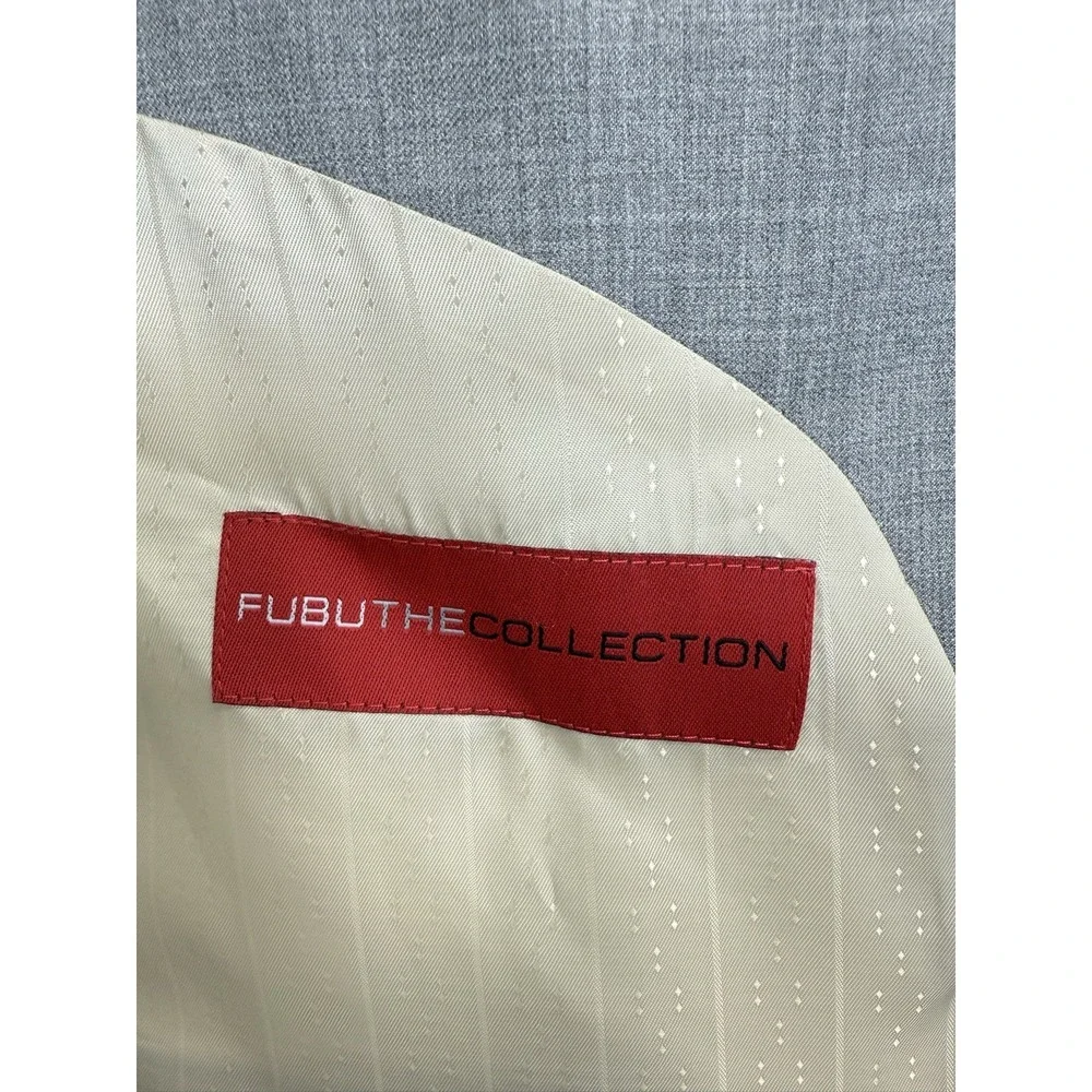 Vintage FUBU The Collection‎ Blazer 42R Grey Y2K Hip Hop Suit Jacket 4 Buttons